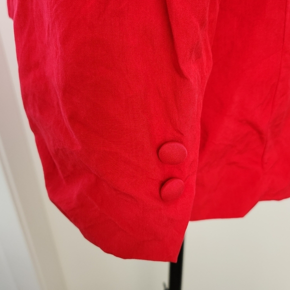80s Red Silk Blazer Jacket - Picture 9 of 12